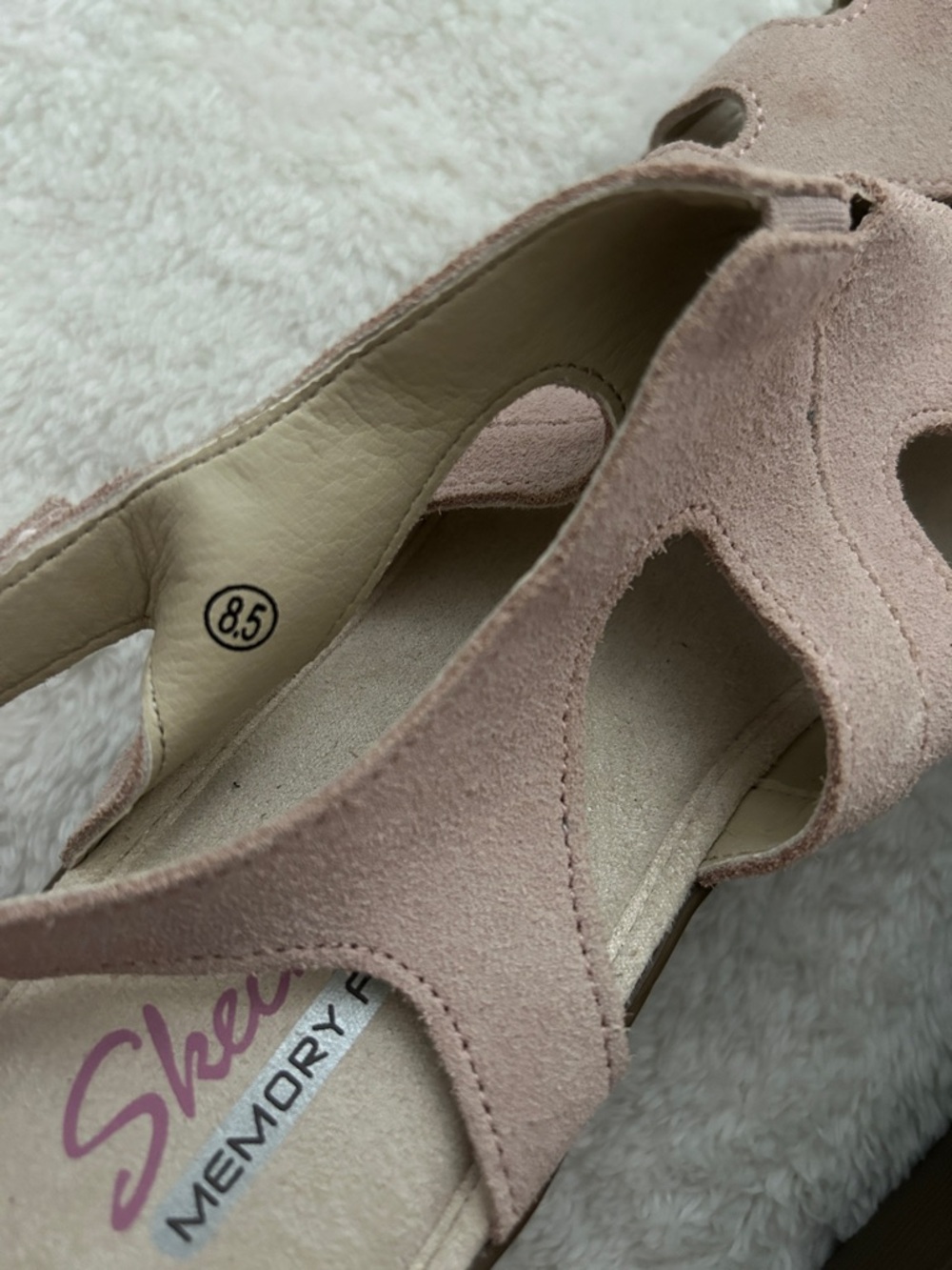 Skechers Blush Pink Suede Wedge Sandals - Picture 4 of 5